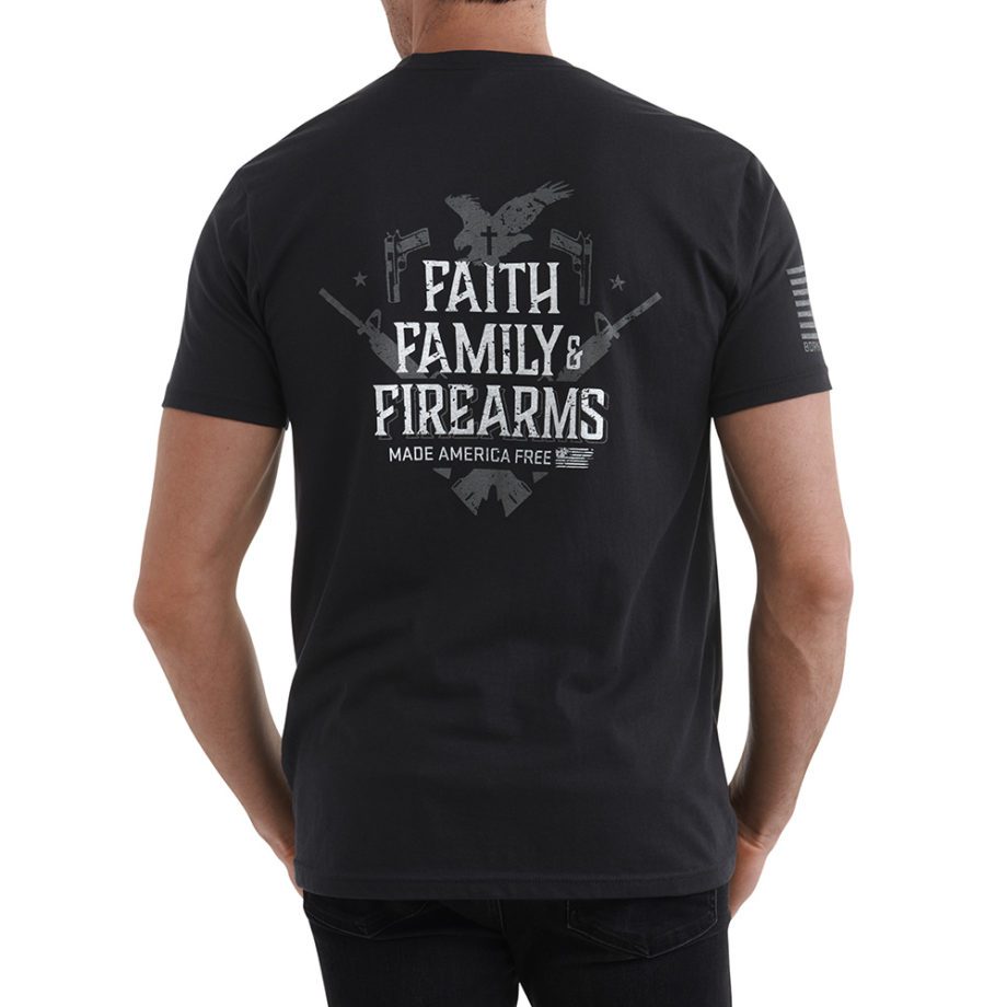 Men's Faith, Family, Firearms Shirt Black Back