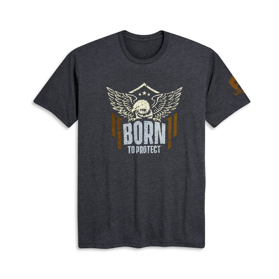 USCCA Men’s Born To Protect Eagle T-Shirt flat front charcoal