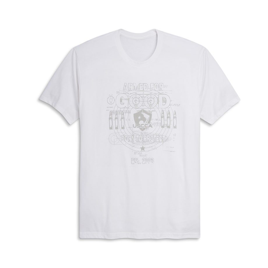 USCCA Men's Armed for Good Blueprint T-Shirt white front