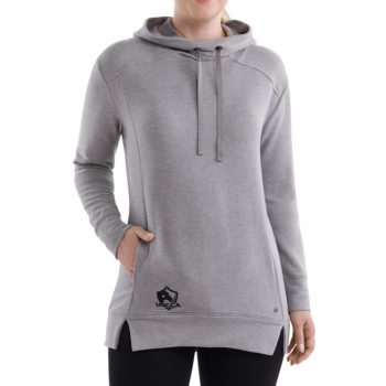 On figure-USCCA Women’s Gray Embroidered Tunic Hoodie