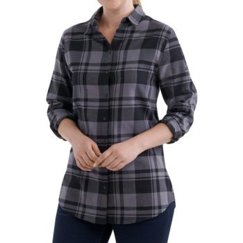 On figure-USCCA Women's Plaid Logo Flannel Shirt
