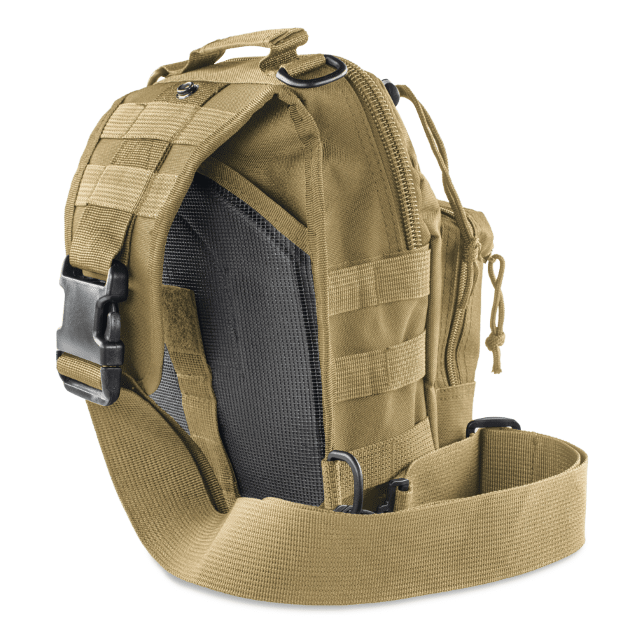 USCCA MOLLE Tactical Tech Bag Khaki Rear Angled