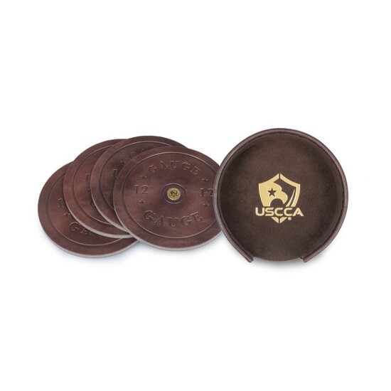 USCCA Faux Leather Shotgun Shell Coaster Set